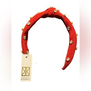 Headband Knot Red with Clear Rhinestones